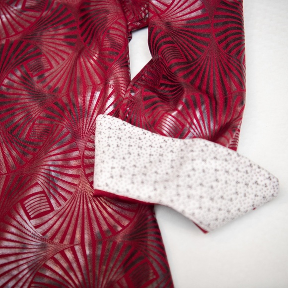 Maenza Red Maroon Formal Shirt Sz M Metallic Sparkle Shiny Bling Rock Star Disco - Picture 5 of 6